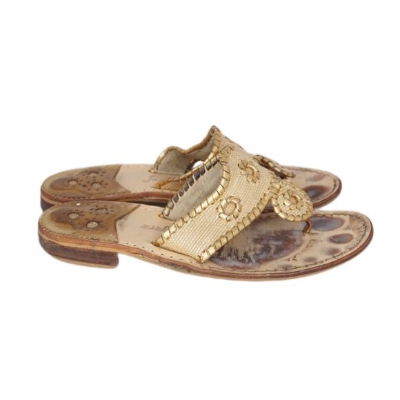 Jack Rogers Navajo Beige / Gold Thong Sandals, Size 8 - Picture 4 of 8
